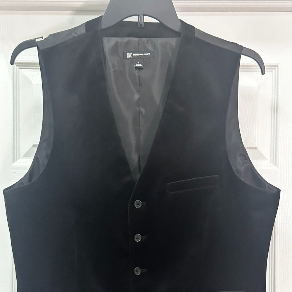 I.N.C. International Concepts Men’s Velvet Vest ‘Black’, Men's Size L